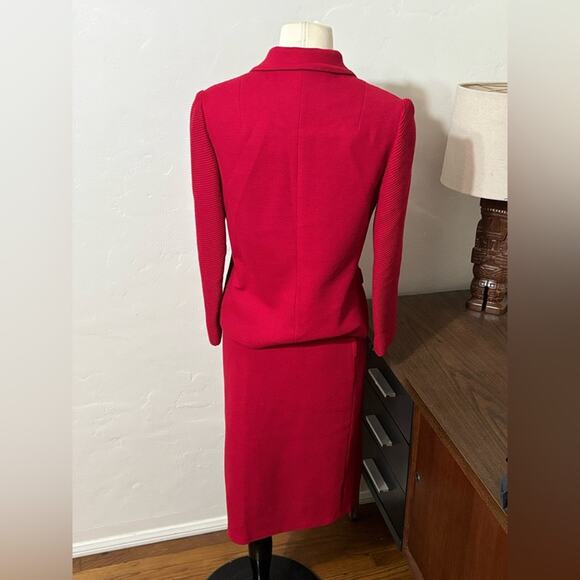 Incredible Vintage Lilli Anne Knit London 3 Piece Skirt Suit Red 60s Mod MCM - Picture 4 of 13
